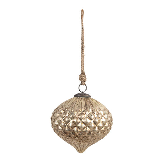 Clayre & Eef | Kerstbal Goudkleurig Bruin ø 15x15 cm | 6GL4554L