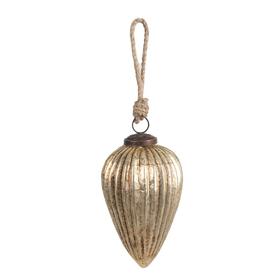 Clayre & Eef | Kerstbal Goudkleurig ø 8x13 cm | 6GL4555M