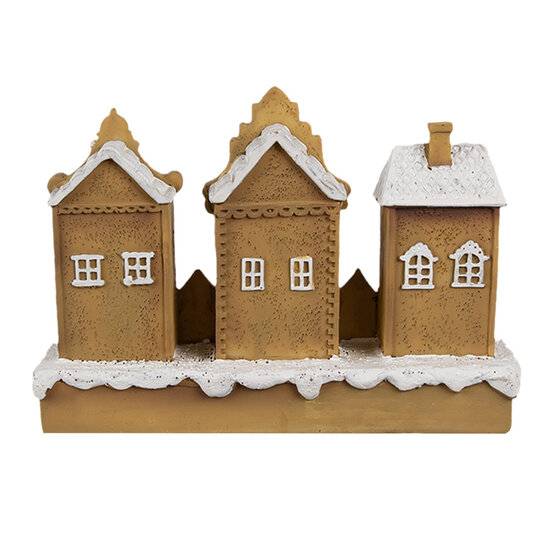 Clayre & Eef | Decoratie Huis met LED Bruin Wit 13x4x10 cm | 6PR4194