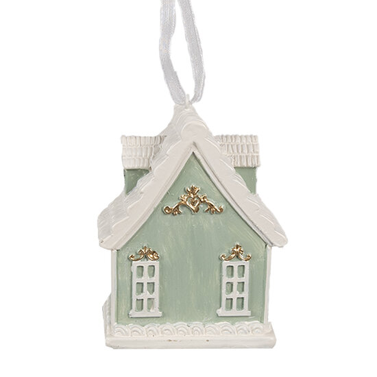 Clayre & Eef | Decoratie hanger huisje Groen 6x4x8 cm | 6PR4214