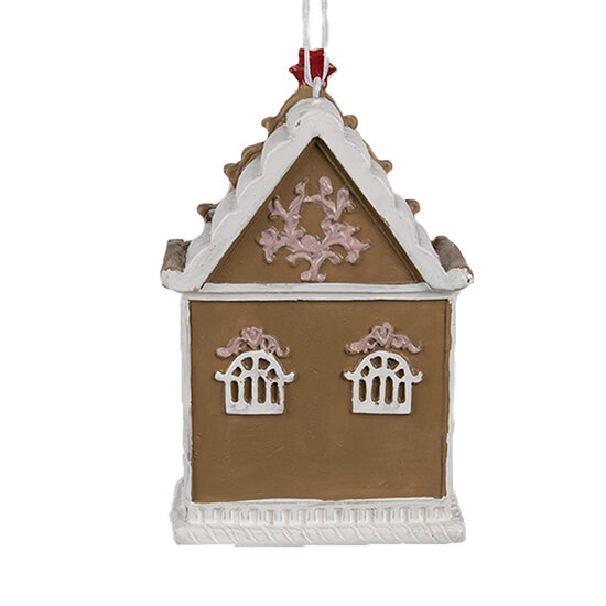 Clayre & Eef | Decoratie hanger huisje Roze Wit 6x4x9 cm | 6PR4215