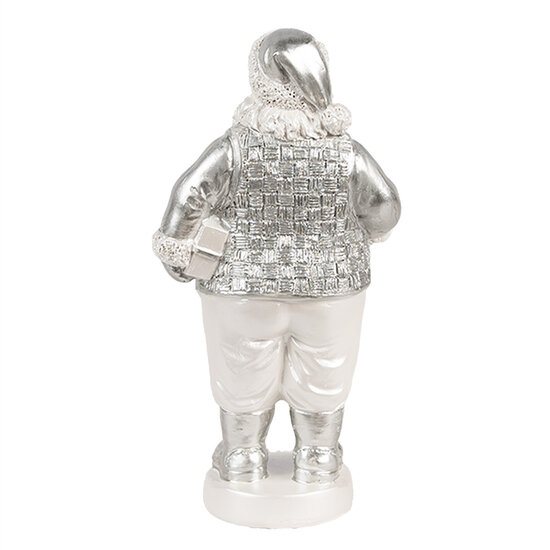 Clayre & Eef | Kerstdecoratie Kerstman Zilverkleurig 8x6x16 cm | 6PR4303