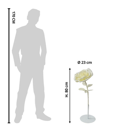 Clayre &amp; Eef   | Decoratie roos Wit &oslash; 23x80 cm | 50781