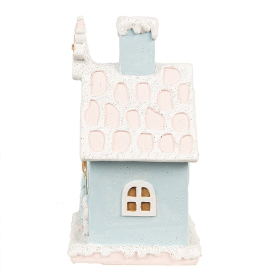 Clayre & Eef | Decoratie Huis met LED Blauw Roze 9x8x15 cm | 6PR4200