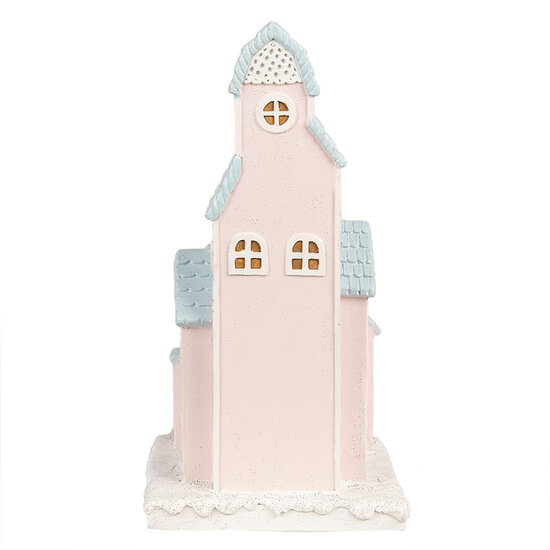 Clayre & Eef | Decoratie Huis met LED Roze Blauw 13x13x26 cm | 6PR4202