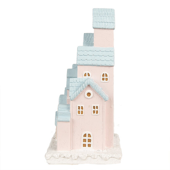 Clayre & Eef | Decoratie Huis met LED Roze Blauw 13x13x26 cm | 6PR4202