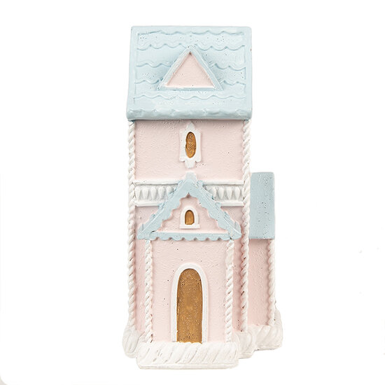 Clayre & Eef | Decoratie Huis met LED Roze Blauw 10x8x16 cm | 6PR4203