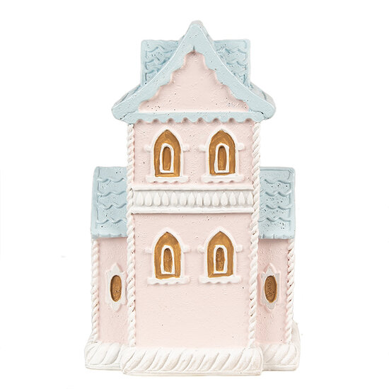 Clayre & Eef | Decoratie Huis met LED Roze Blauw 10x8x16 cm | 6PR4203