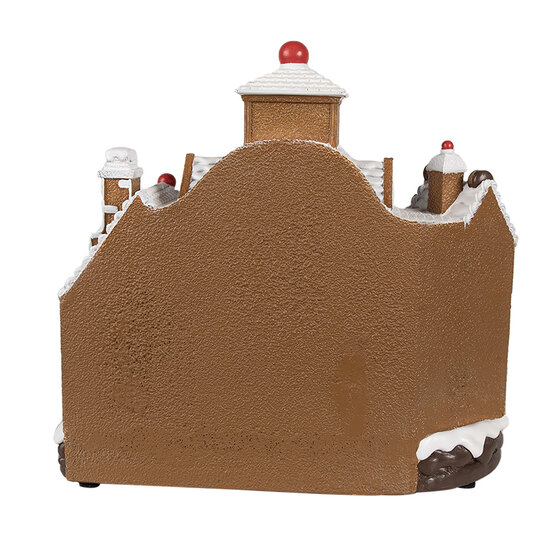 Clayre & Eef | Decoratie Huis met LED Bruin Wit 33x17x30 cm / 3xAA | 6PR4313