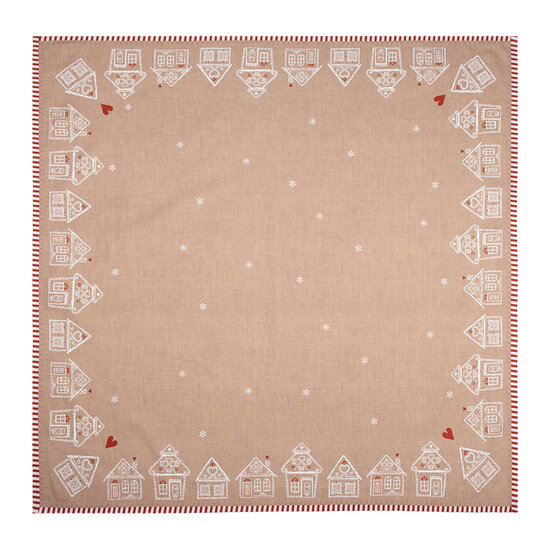 Clayre & Eef | Vierkant Tafelkleed Bruin Wit 100x100 cm | GBB01