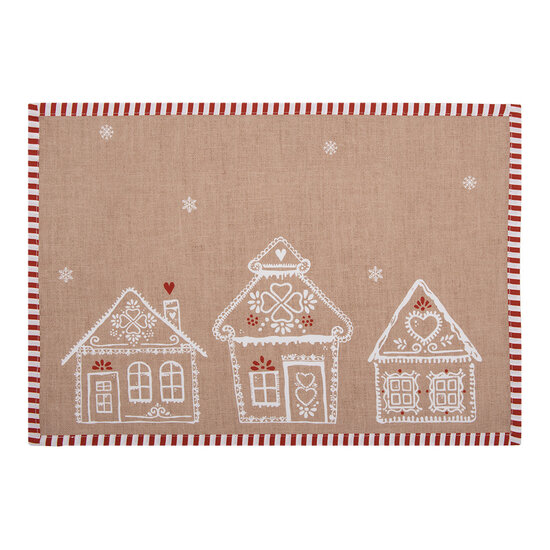 Clayre & Eef | Placemats Set van 6 Bruin Wit 48x33 cm | GBB40