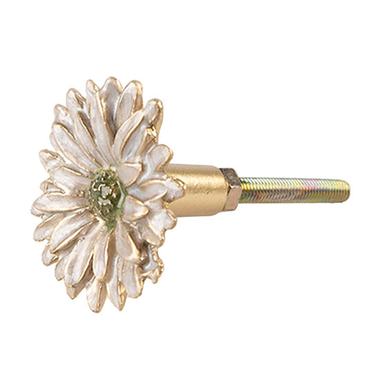 Clayre & Eef | Deurknop Wit Goudkleurig ø 4x3 cm / S3 cm | 65738