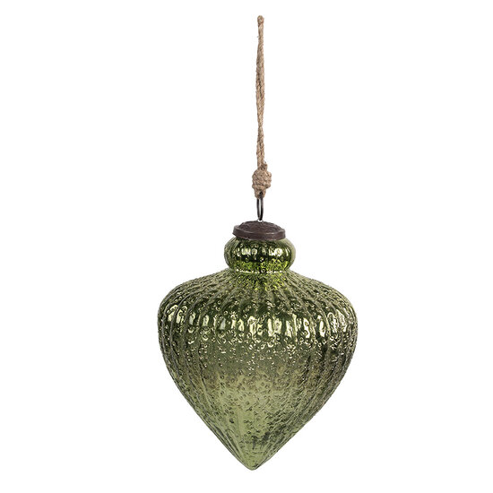 Clayre & Eef | Kerstbal Groen ø 12x16 cm | 6GL4558L