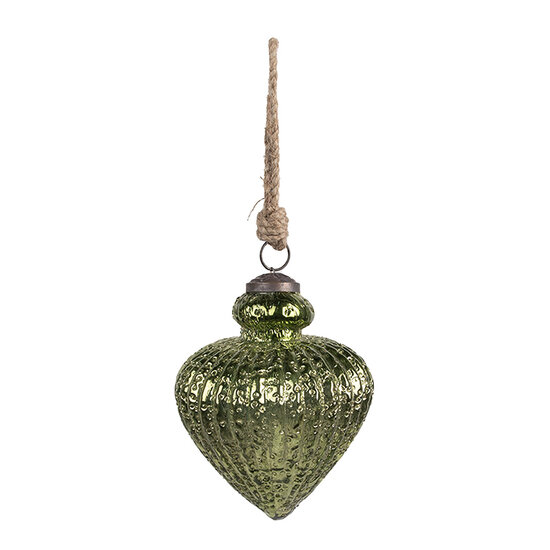 Clayre & Eef | Kerstbal Groen ø 10x13 cm | 6GL4558M