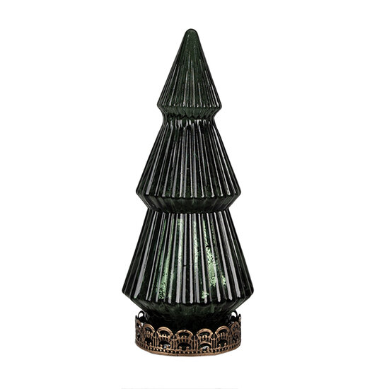 Clayre & Eef | Kerstdecoratie Kerstboom met LED Groen ø 13x23 cm / 2xAAA | 6GL4573GR