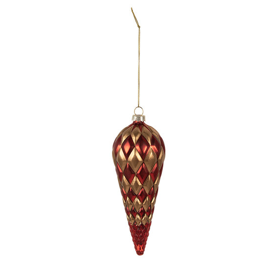 Clayre & Eef | Kerstbal Rood Goudkleurig ø 6x16 cm | 6GL4605