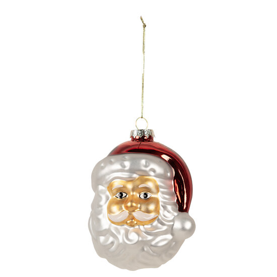 Clayre & Eef | Decoratie Hanger Kerstman Wit Rood 9x8x11 cm | 6GL4612