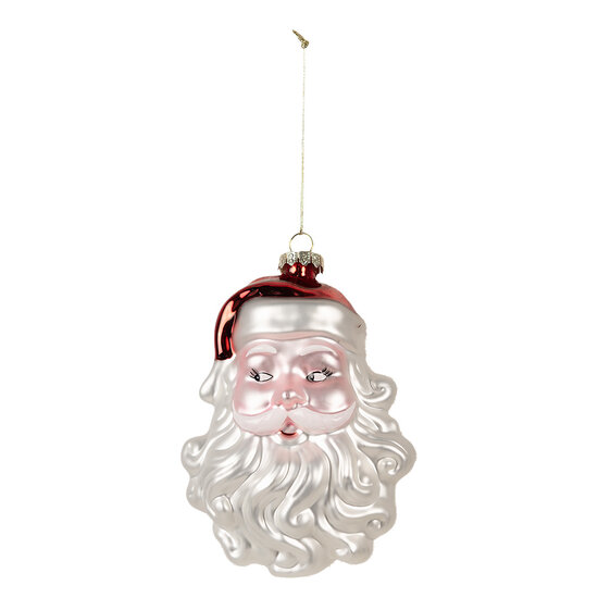 Clayre & Eef | Decoratie Hanger Kerstman Wit Rood 9x7x13 cm | 6GL4622
