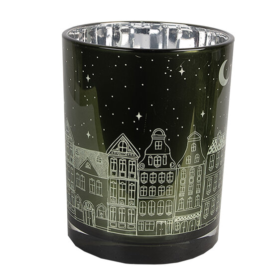 Clayre & Eef | Waxinelichthouder set van 3 Groen ø 7x8 / ø 9x10 / ø 10x12 cm | 6GL4655