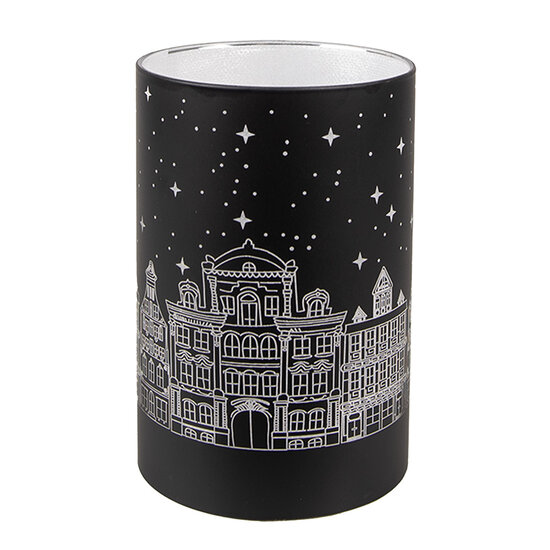 Clayre & Eef | Waxinelichthouder zwart LED ø 9x16 cm / 3xAA | 6GL4672