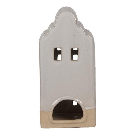 Clayre & Eef | Theelichthouder Kerst Huisje Beige 11x10x23 cm | 6CE1791
