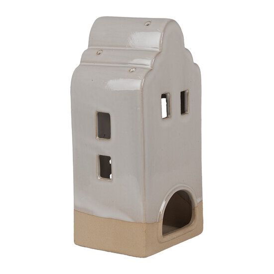 Clayre & Eef | Theelichthouder Kerst Huisje Beige 11x10x23 cm | 6CE1791
