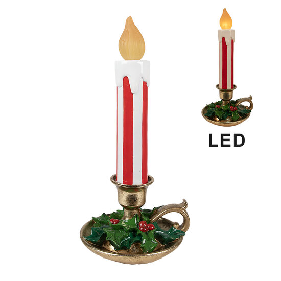 Clayre & Eef | Decoratie kaars met LED Rood Wit 18x17x38 cm / 3xAA | 6PR4241