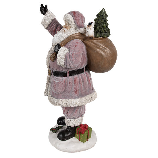 Clayre & Eef | Kerstdecoratie Kerstman Roze 24x19x43 cm | 6PR4299
