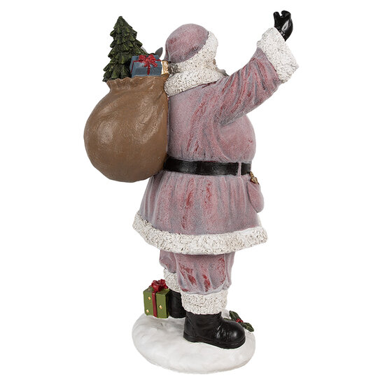 Clayre & Eef | Kerstdecoratie Kerstman Roze 24x19x43 cm | 6PR4299