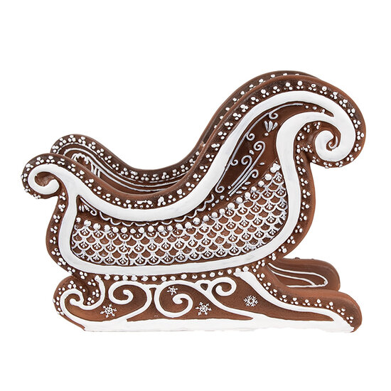 Clayre & Eef | Kerstdecoratie Slee Bruin 20x12x15 cm | 6PR4347