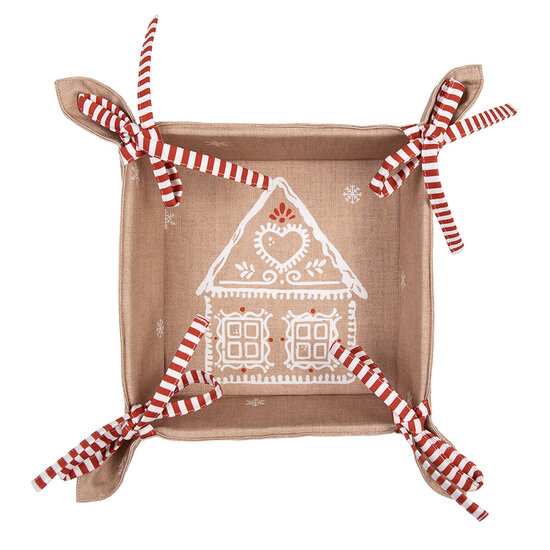 Clayre & Eef | Broodmand Bruin Wit 35x35x8 cm | GBB47