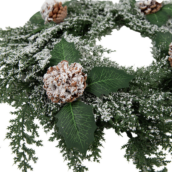 Clayre & Eef | Kerstdecoratie Krans Groen Wit ø 40x5 cm | 65776