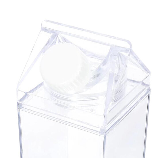 Clayre & Eef | Drinkfles Transparant Rood 6x6x20 cm / 500 ml | 65699