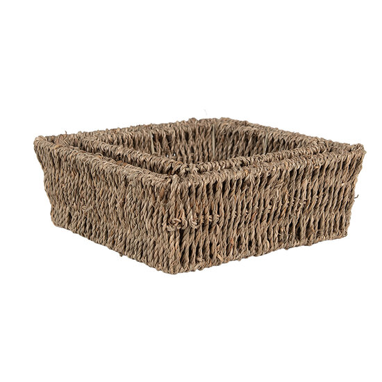 Clayre & Eef | Opbergmanden Set van 3 Bruin 23x23x8 / 21x21x7 / 17x17x6 cm | 65711