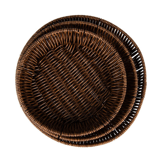 Clayre & Eef | Opbergmanden Set van 3 Bruin ø 28x4 / ø 25x4 / ø 22x4 cm | 65717
