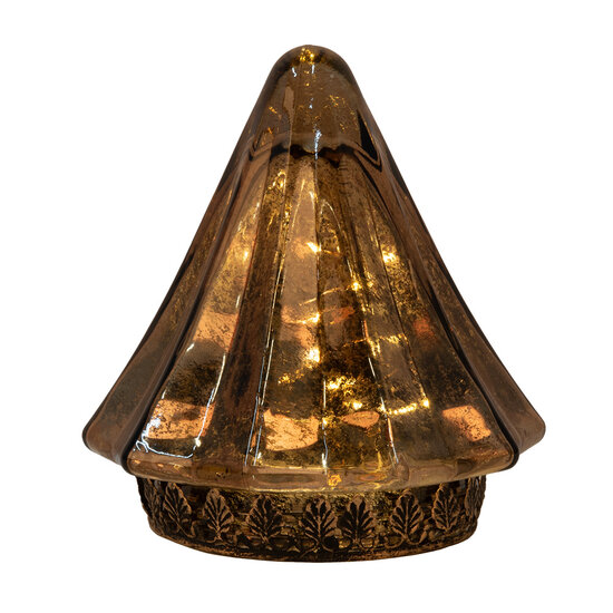 Clayre & Eef | Kerstdecoratie Kerstboom met LED Goudkleurig ø 14x16 cm / 2xAAA | 6GL4588