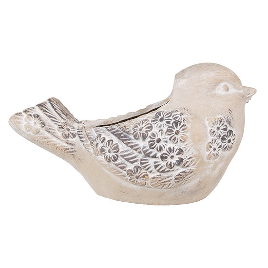 Clayre & Eef | Bloempot Binnen Vogel Beige Bruin 25x14x14 cm | 6TE0541