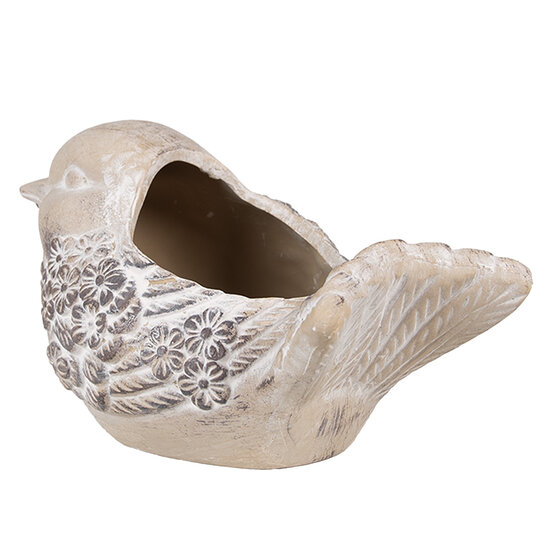 Clayre & Eef | Bloempot Binnen Vogel Beige Bruin 25x14x14 cm | 6TE0541