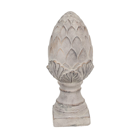 Clayre &amp; Eef   | Decoratie Beeld Dennenappel Grijs &oslash; 14x33 cm | 6TE0545M