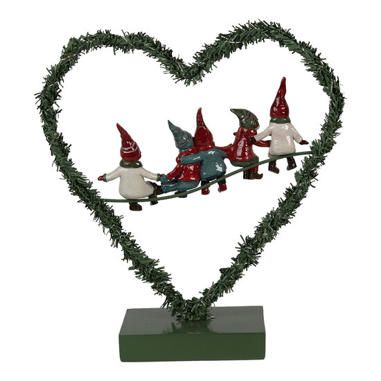 Clayre &amp; Eef   | Decoratie hart met LED Groen Rood 26x9x28 cm / 2xAAA | 65531