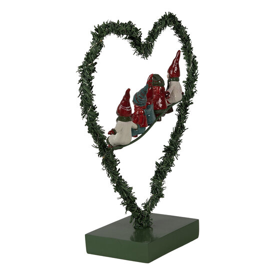 Clayre &amp; Eef   | Decoratie hart met LED Groen Rood 26x9x28 cm / 2xAAA | 65531