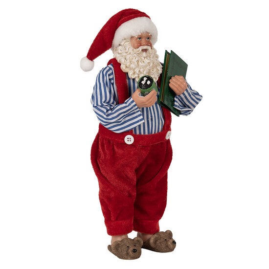 Clayre & Eef | Kerstdecoratie Kerstman Rood Wit 13x10x27 cm | 65590