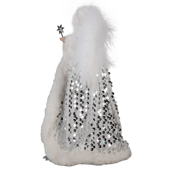 Clayre & Eef | Decoratie Beeld Engel Wit Zilverkleurig 20x15x28 cm | 65617