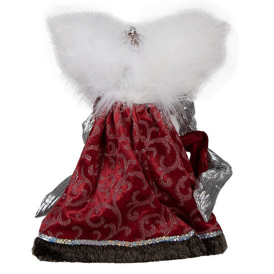 Clayre & Eef | Decoratie Beeld Engel Rood Wit 20x15x28 cm | 65618