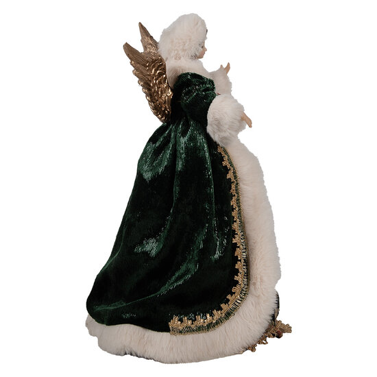 Clayre & Eef | Decoratie Beeld Engel Groen Beige 20x15x28 cm | 65624