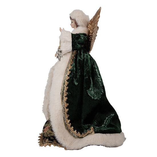 Clayre & Eef | Decoratie Beeld Engel Groen Beige 20x15x28 cm | 65624
