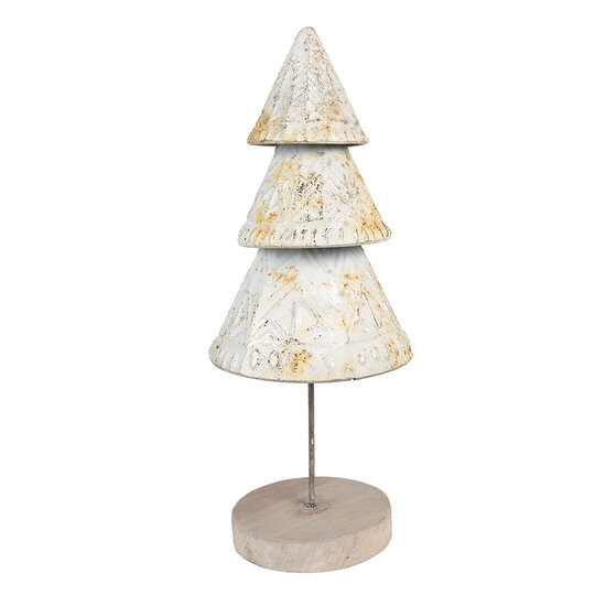 Clayre & Eef | Kerstdecoratie Kerstboom Wit Bruin ø 12x32 cm | 65868