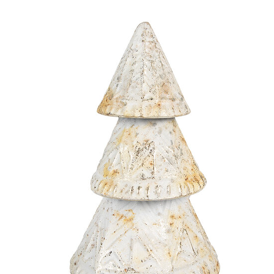 Clayre & Eef | Kerstdecoratie Kerstboom Wit Bruin ø 12x32 cm | 65868