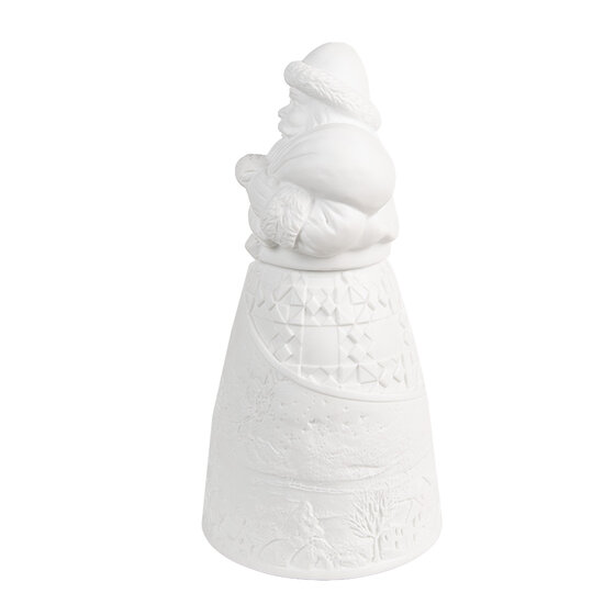 Clayre & Eef | Kerstdecoratie Kerstman met LED Wit ø 9x19 cm / 3xAAA | 6CE1748