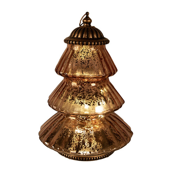Clayre & Eef | Kerstdecoratie Kerstboom met LED Koperkleurig ø 16x22 cm / 2xAAA | 6GL4574KO